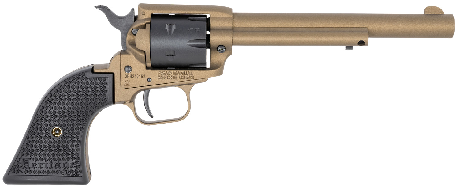 Heritage Mfg RR22A6 Rough Rider 22 LR 6 Shot, 6.50" Burnt Bronze Cerakote Steel Barrel, Black Satin Cylinder Burnt Bronze Cerakote Steel, Black Textured Polymer Grips 2 Heritage Mfg RR22A6 Rough Rider 22 LR 6 Shot, 6.50" Burnt Bronze Cerakote Steel Barrel, Black Satin Cylinder Burnt Bronze Cerakote Steel, Black Textured Polymer Grips
