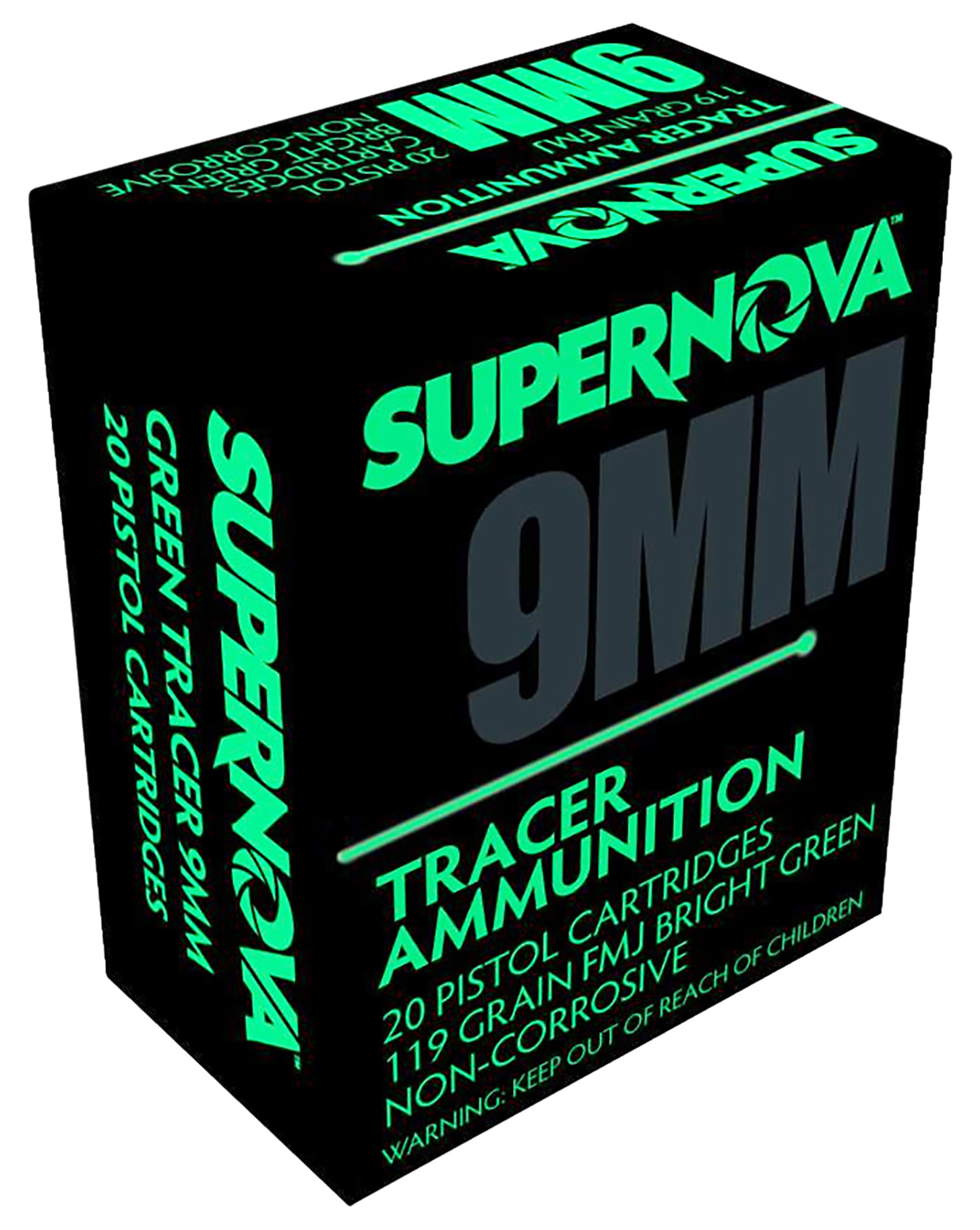 Supernova PMSN9MMG Green Tracer Non Corrosive 9mm Luger 119 Gr Full Metal Jacket 20 Per Box/ 50 Cs 2 Supernova PMSN9MMG Green Tracer Non Corrosive 9mm Luger 119 Gr Full Metal Jacket 20 Per Box/ 50 Cs