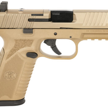 FN 66101382 510 MRD Full Size 10mm Auto 10+1, 4.10" Black Target Crown Steel Barrel, Flat Dark Earth PVD Optic Cut/Serrated Steel Slide & Polymer Frame w/Picatinny Rail, Ambidextrous