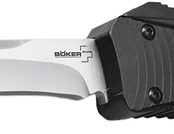 Boker 06EX243   3.35" Plain D2 Steel Blade Black Aluminum Handle