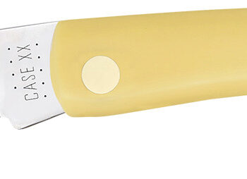 Case 00038 Sod Buster  Folding Skinner Plain Tumble Polish Carbon Steel Blade/Smooth Yellow Synthetic Handle