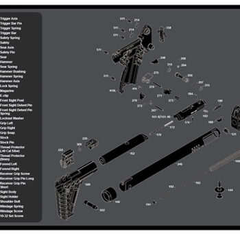 TekMat TEKR36KELSUB2 Kel-Tec SUB2000 Cleaning Mat Black/White Rubber 12"x36" Kel-Tec SUB2000 Parts Diagram