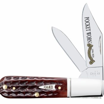 Case 55233 Pocket Worn Barlow Folding 2.50" Clip Point/1.87" Pen Plain Mirror Polished Tru-Sharp SS Blade Corn Cob Jigged Mahogany Bone Handle