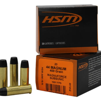 HSM 44M19N   44RemMag Subsonic 400gr Hard Cast Long Flat Nose 20 Per Box/20 Case