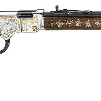 Henry H004ES2 Golden Boy Eagle Scout Tribute 2nd Edition 22 S/L/LR 16+1 20" Blued Octagon Barrel, Nickel Plated w/Selective 24kt Gold Plating Drilled & Tapped Receiver, American Walnut Straight