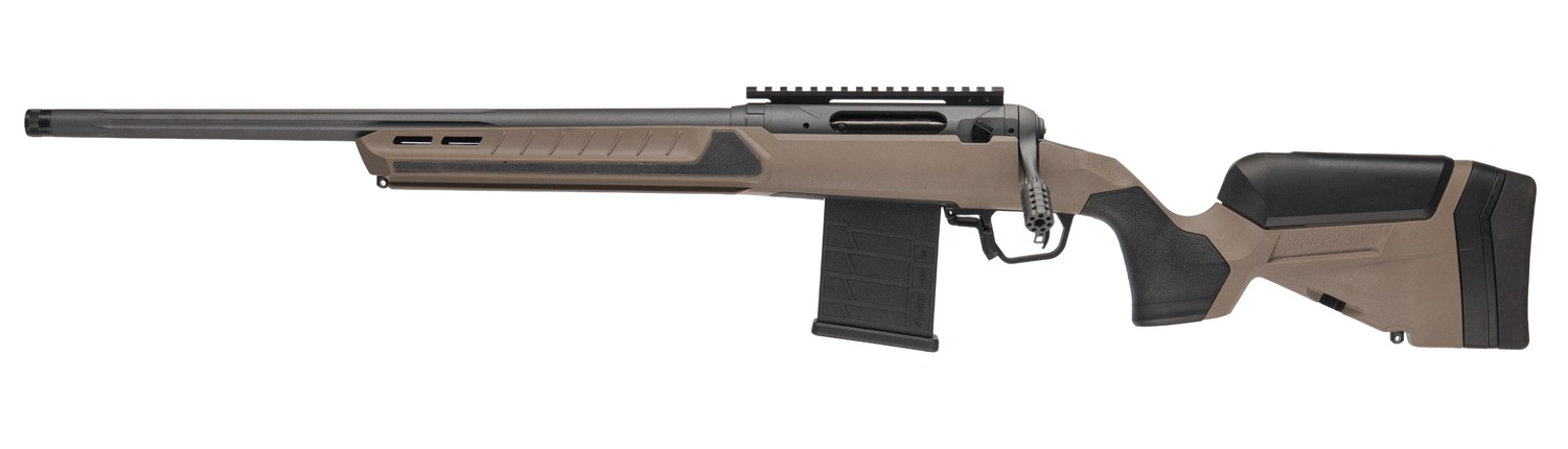 Savage Arms 32694 110 Core Tactical Full Size 7mm PRC 5+1 24" Medium Heavy Fluted Barrel, Arca Rail Forend, Coyote Tan AccuStock w/AccuFit V2 Synthetic Stock, Left Hand 3 Savage Arms 32694 110 Core Tactical Full Size 7mm PRC 5+1 24" Medium Heavy Fluted Barrel, Arca Rail Forend, Coyote Tan AccuStock w/AccuFit V2 Synthetic Stock, Left Hand
