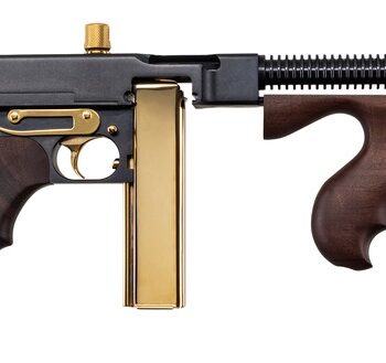 Auto-Ordnance T1ABTG 1927A-1 Deluxe Special Edition Carbine 45 ACP 20+1 18" Black Compensated Barrel, Black Steel w/Titanium Gold Appointments Receiver, American Walnut Furniture, Gold Plated Buttplat