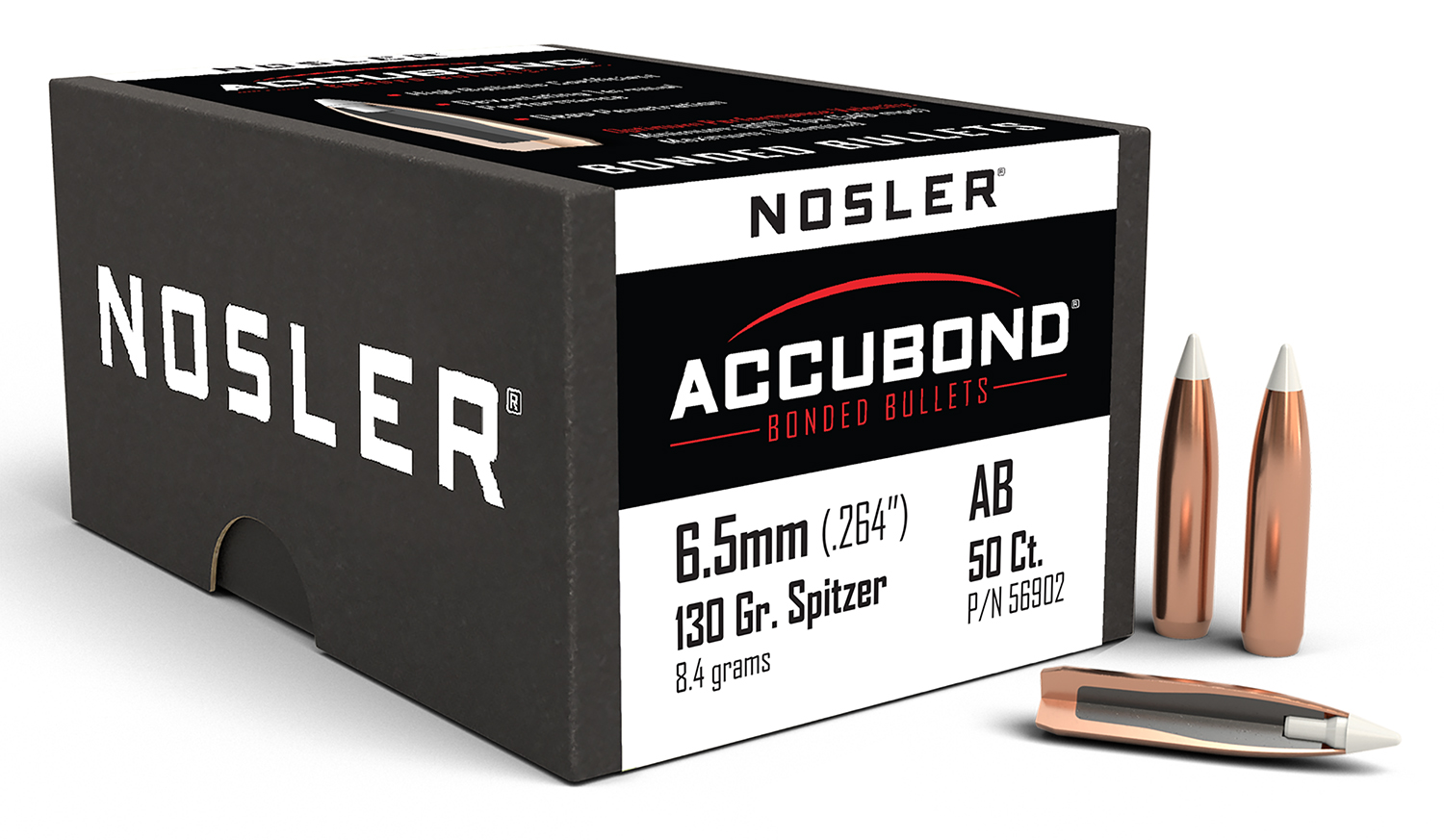 Nosler 56902 AccuBond 6.5Creedmoor 130gr Spitzer Point 50/Box 3 Nosler 56902 AccuBond 6.5Creedmoor 130gr Spitzer Point 50/Box
