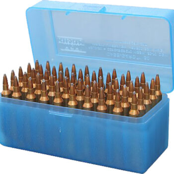 MTM Case-Gard RLLD5024 Case-Gard R-50 Multi-Caliber Rifle Clear Blue Polypropylene 50rd