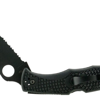 Spyderco C10PSBBK Endura 4 Lightweight 3.75" Folding Clip Point Part Serrated Black TiCN VG-10 SS Blade Black  Textured FRN Handle Includes Pocket Clip
