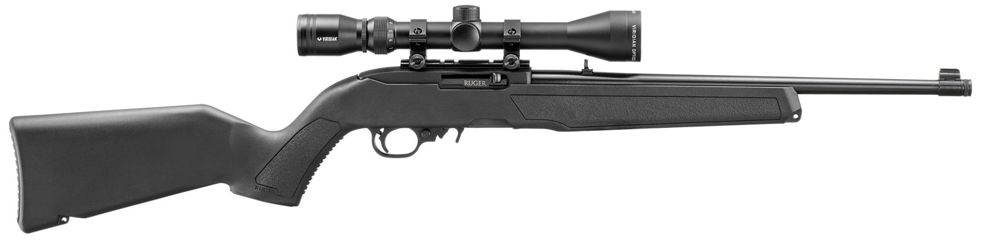 RUG 10/22 22LR 16.4 BLK THREADED 10RD SCOPED
