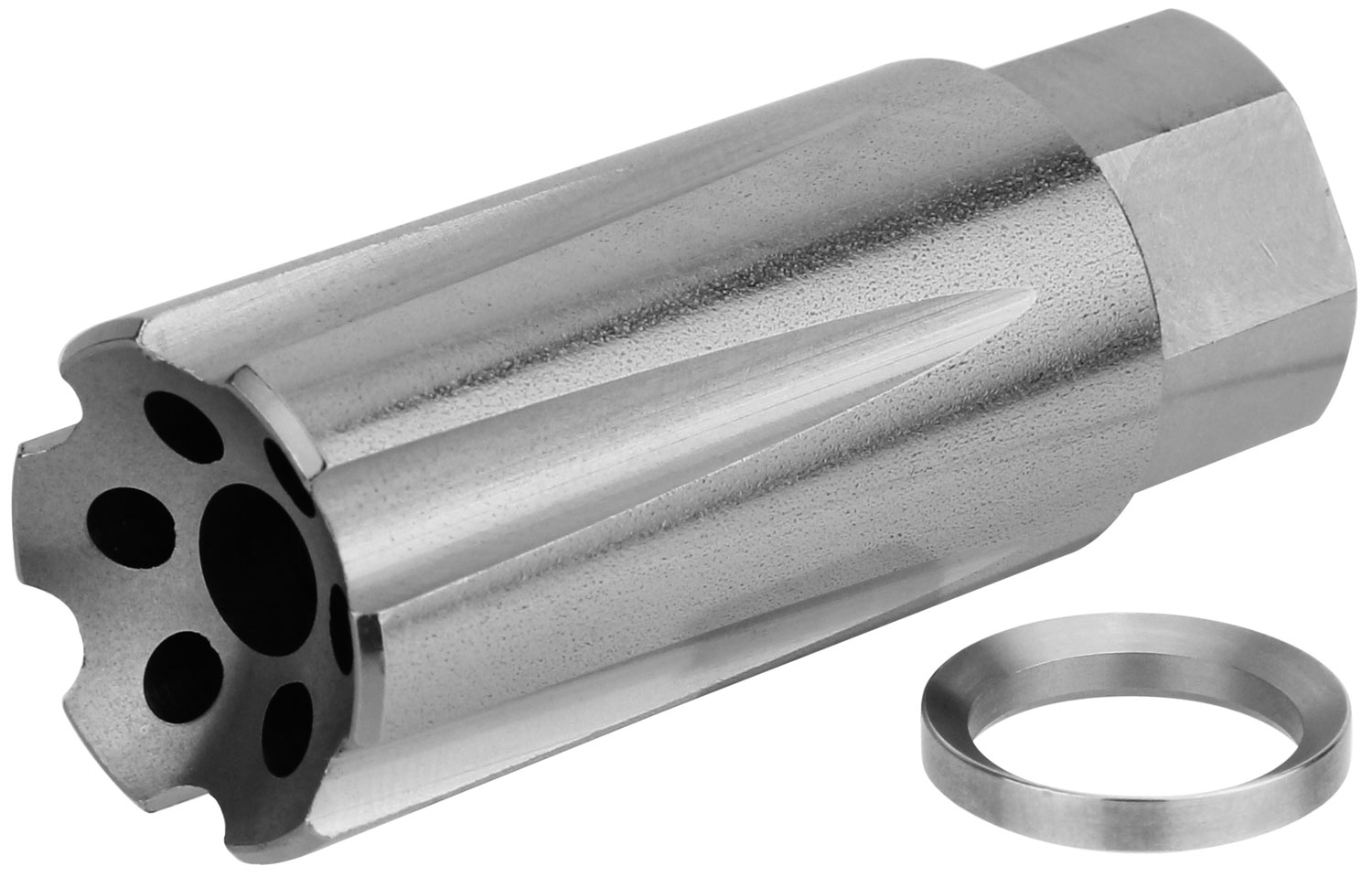 TacFire MZ10209MMSS Linear Compensator Stainless Steel with 1/2"-36 tpi Threads, 2.05" OAL & 0.87" Diameter for 9mm Luger AR-Platform 3 TacFire MZ10209MMSS Linear Compensator Stainless Steel with 1/2"-36 tpi Threads, 2.05" OAL & 0.87" Diameter for 9mm Luger AR-Platform