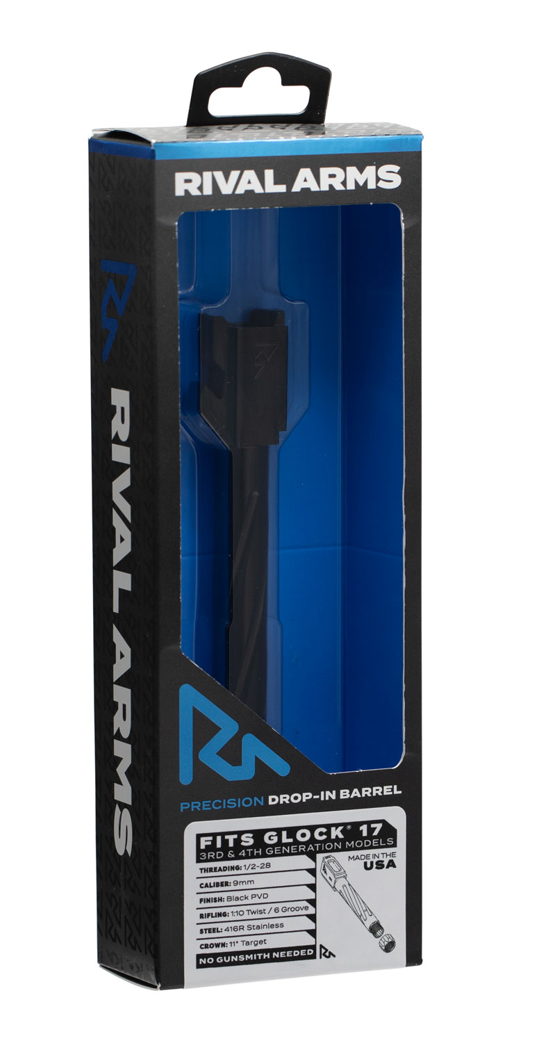 Rival Arms RA20G102A Precision 9mm Luger Compatible w/Glock 17 Gen3-4, 4.49" Fluted Threaded Black PVD Stainless Steel 3 Rival Arms RA20G102A Precision 9mm Luger Compatible w/Glock 17 Gen3-4, 4.49" Fluted Threaded Black PVD Stainless Steel