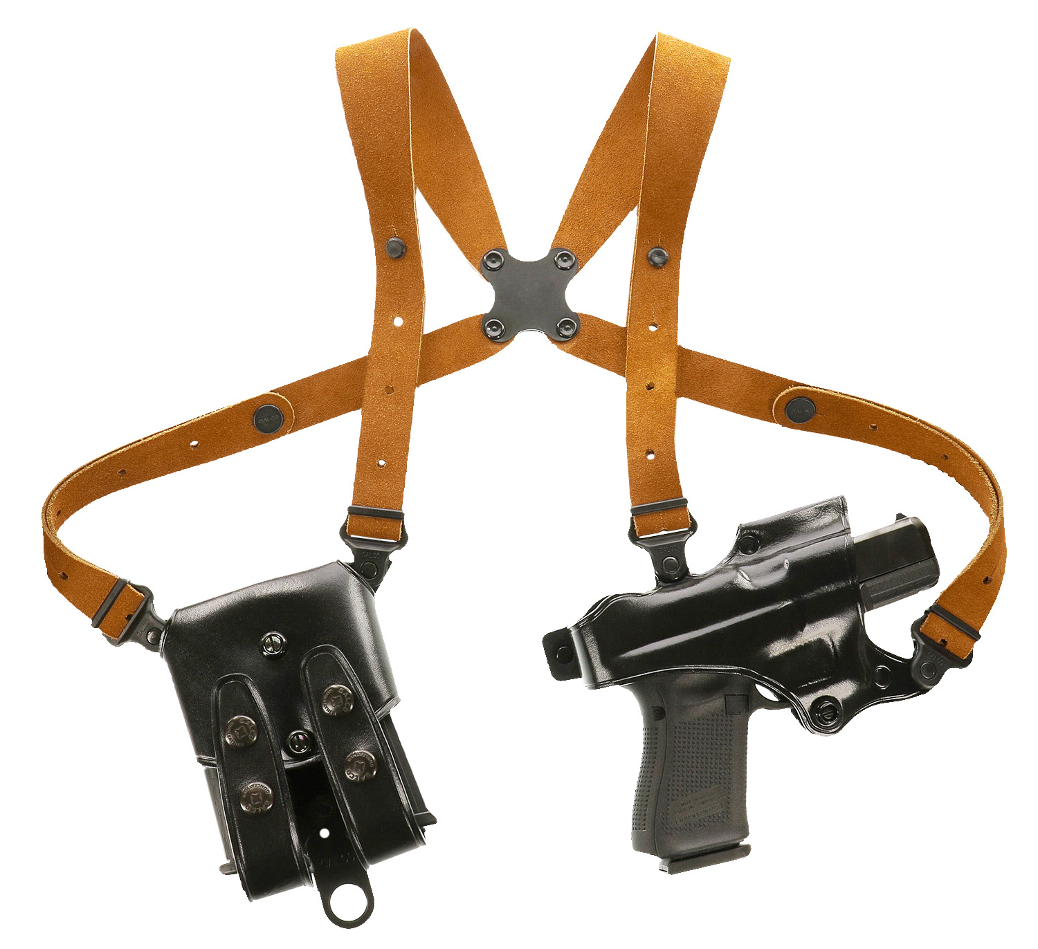 Galco JR202B Jackass Rig Shoulder System Size Fits Chest Up To 56" Black Leather Harness Fits Beretta 92F/FS Fits Taurus PT100 Right Hand 3 Galco JR202B Jackass Rig Shoulder System Size Fits Chest Up To 56" Black Leather Harness Fits Beretta 92F/FS Fits Taurus PT100 Right Hand