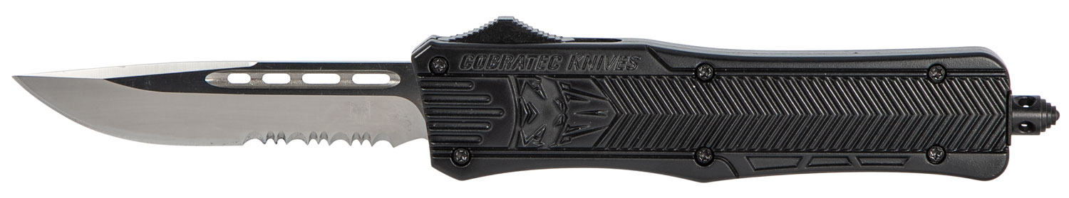 CobraTec Knives MBCTK1MDS CTK-1 Medium 3" OTF Drop Point Part Serrated D2 Steel Blade/Black Aluminum Handle Features Glass Breaker Includes Pocket Clip 3 CobraTec Knives MBCTK1MDS CTK-1 Medium 3" OTF Drop Point Part Serrated D2 Steel Blade/Black Aluminum Handle Features Glass Breaker Includes Pocket Clip