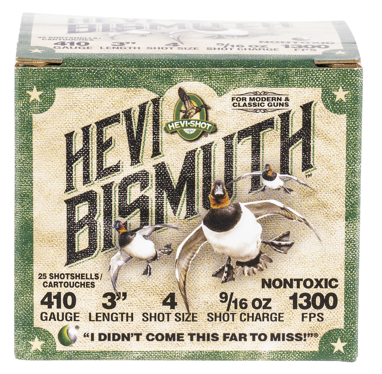 HEVI-Shot HS19004 HEVI-Bismuth 410Gauge 3" 9/16oz Bismuth 4Shot 25 Per Box/10 Case 3 HEVI-Shot HS19004 HEVI-Bismuth 410Gauge 3" 9/16oz Bismuth 4Shot 25 Per Box/10 Case