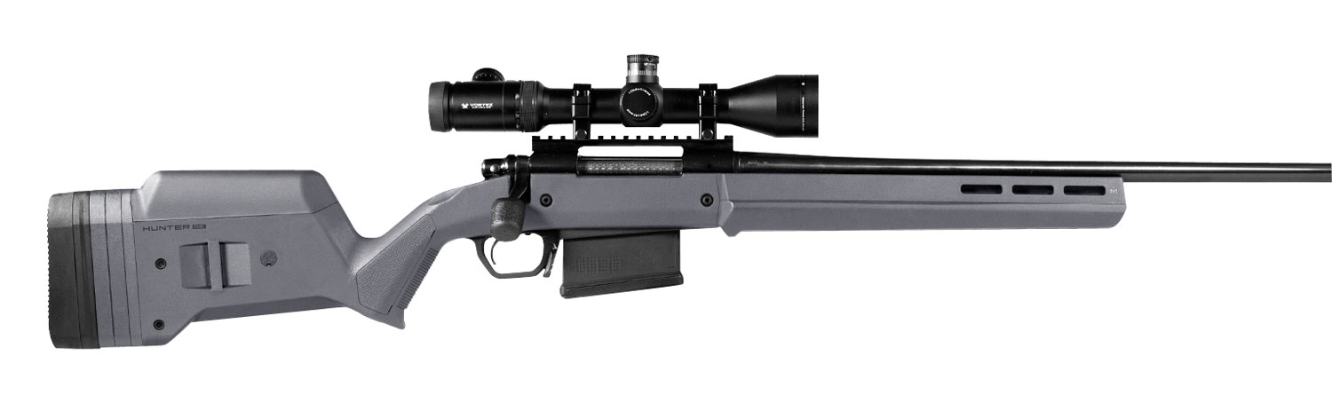 Magpul MAG931-GRY Hunter American Stock Fixed with Aluminum Bedding & Adjustable Comb Stealth Gray Synthetic for Ruger American SA 3 Magpul MAG931-GRY Hunter American Stock Fixed with Aluminum Bedding & Adjustable Comb Stealth Gray Synthetic for Ruger American SA