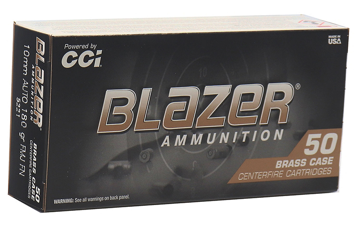 CCI 5221 Blazer Brass Handgun 10mmAuto 180gr Full Metal Jacket 50 Per Box/20 Case 3 CCI 5221 Blazer Brass Handgun 10mmAuto 180gr Full Metal Jacket 50 Per Box/20 Case