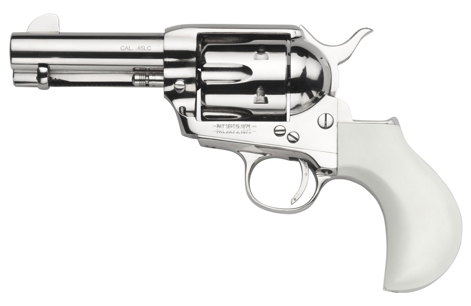 Taylors & Company 200073 1873 Cattleman 357 Mag Caliber with 3.50" Barrel, 6rd Capacity Cylinder, Overall Nickel-Plated Finish Steel & Ivory Birdshead Synthetic Grip 3 Taylors & Company 200073 1873 Cattleman 357 Mag Caliber with 3.50" Barrel, 6rd Capacity Cylinder, Overall Nickel-Plated Finish Steel & Ivory Birdshead Synthetic Grip