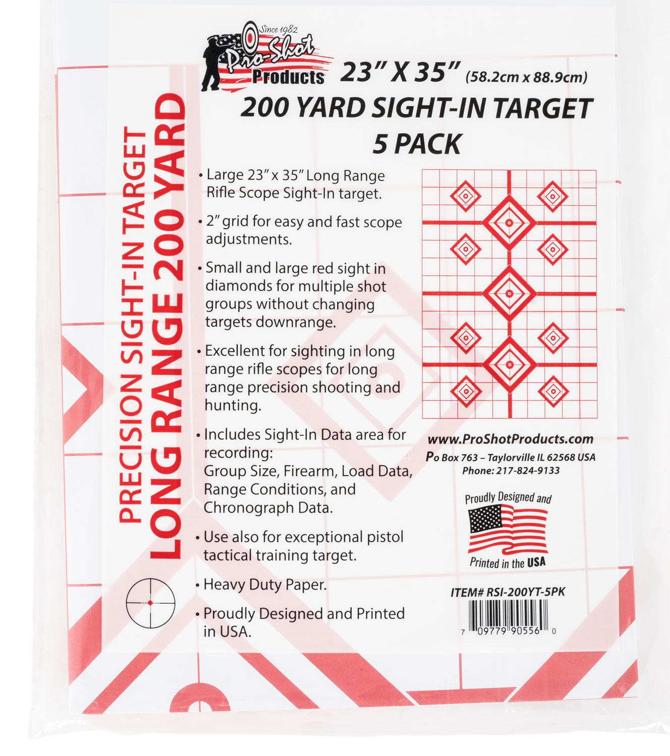 Pro-Shot RSI200YT5PK SplatterShot Sight-In Diamond Hanging Heavy Paper 200 yds 23" x 35" White/Red 5 Pack 3 Pro-Shot RSI200YT5PK SplatterShot Sight-In Diamond Hanging Heavy Paper 200 yds 23" x 35" White/Red 5 Pack