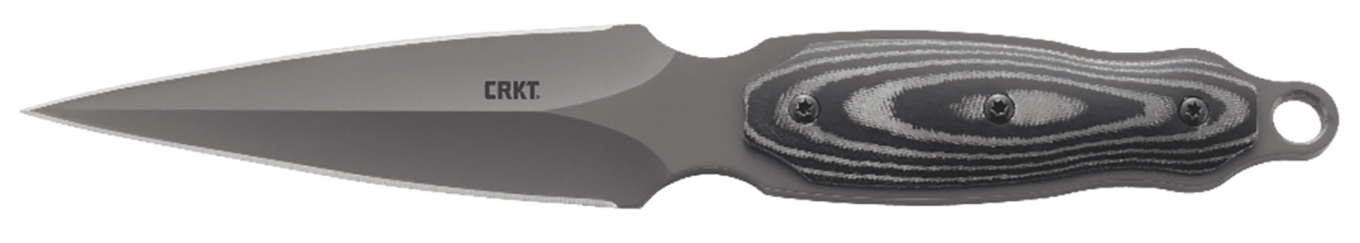 CRKT 2075 Shrill 4.77" Fixed Plain Dual-Edge Gray TiN 8Cr13MoV SS Blade/ Black/Gray SS w/Resin Fiber Overlay Handle Includes Sheath 2 CRKT 2075 Shrill 4.77" Fixed Plain Dual-Edge Gray TiN 8Cr13MoV SS Blade/ Black/Gray SS w/Resin Fiber Overlay Handle Includes Sheath
