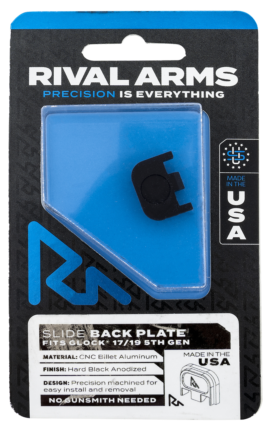 Rival Arms RA43G004A Slide Back Cover Plate Double Stack Black Anodized Aluminum for Glock 17/19 Gen5 3 Rival Arms RA43G004A Slide Back Cover Plate Double Stack Black Anodized Aluminum for Glock 17/19 Gen5