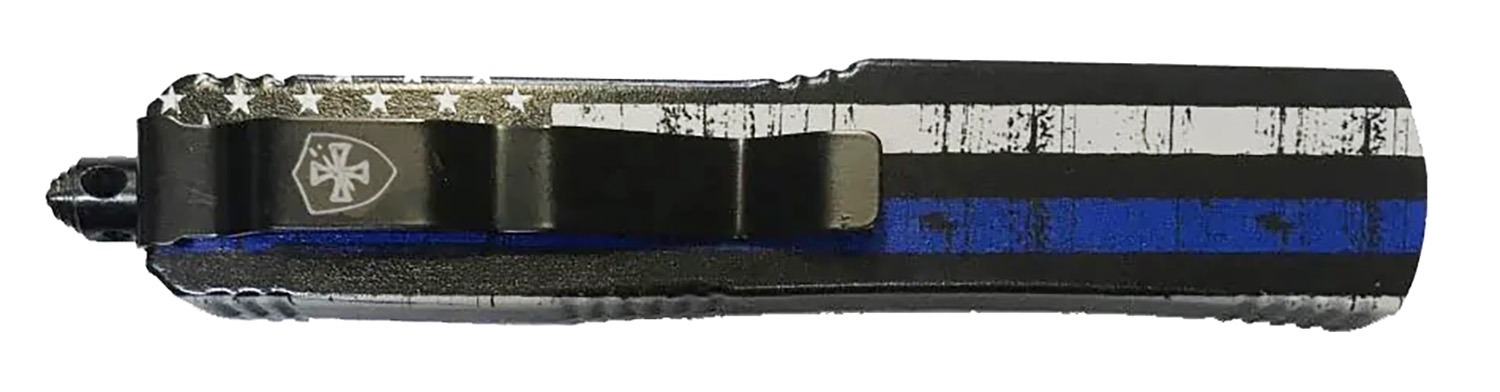 Templar Knife MBTB331 Gen II Back The Blue Slim 3.43" OTF Drop Point Plain Black Oxide Stonewashed 440C SS Blade, 5.05" Black & White w/Blue Line Aluminum Handle, Glass Breaker 3 Templar Knife MBTB331 Gen II Back The Blue Slim 3.43" OTF Drop Point Plain Black Oxide Stonewashed 440C SS Blade, 5.05" Black & White w/Blue Line Aluminum Handle, Glass Breaker