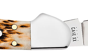 Case 00133 CopperLock  Mini 2.72" Folding Clip Point Plain Mirror Polished Tru-Sharp SS Blade/Peach Seed Jigged Amber Bone Handle