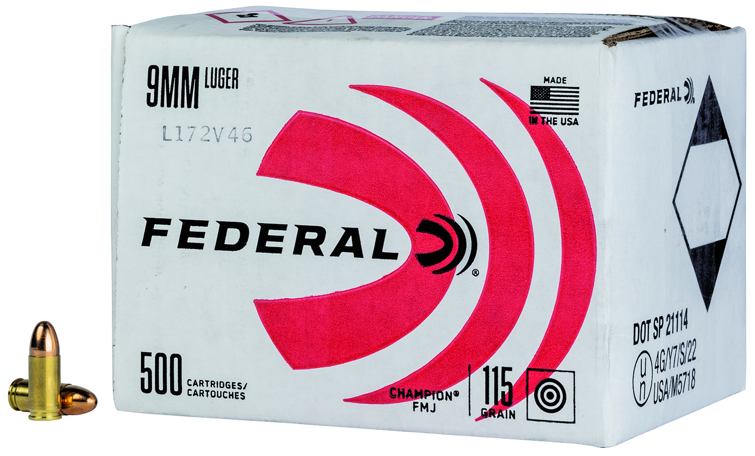 Federal C9115A500 Champion Training 9mmLuger 115gr Full Metal Jacket 500rds *Bulk Package 3 Federal C9115A500 Champion Training 9mmLuger 115gr Full Metal Jacket 500rds *Bulk Package