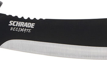 Schrade 1182527 Decimate Parang  11.75" Fixed Parang Plain Black Black Oxide 3Cr13 Steel Blade 6.75" Black Rubber Overmold Handle Includes Sheath