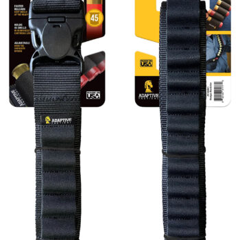 ADAPTIVE TACTICAL AT06401 Shotgun Bandolier  45rd Black Nylon Reinforced, Non-Slip Elastic Loops Fully Adj. Fit
