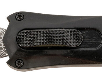 Steel River Knives MA163BDD Spartan  Mini 2.70" OTF Dagger Plain Damascus 440C SS Blade/ Black w/Carbon Fiber Inlay Aluminum Zinc Alloy Handle
