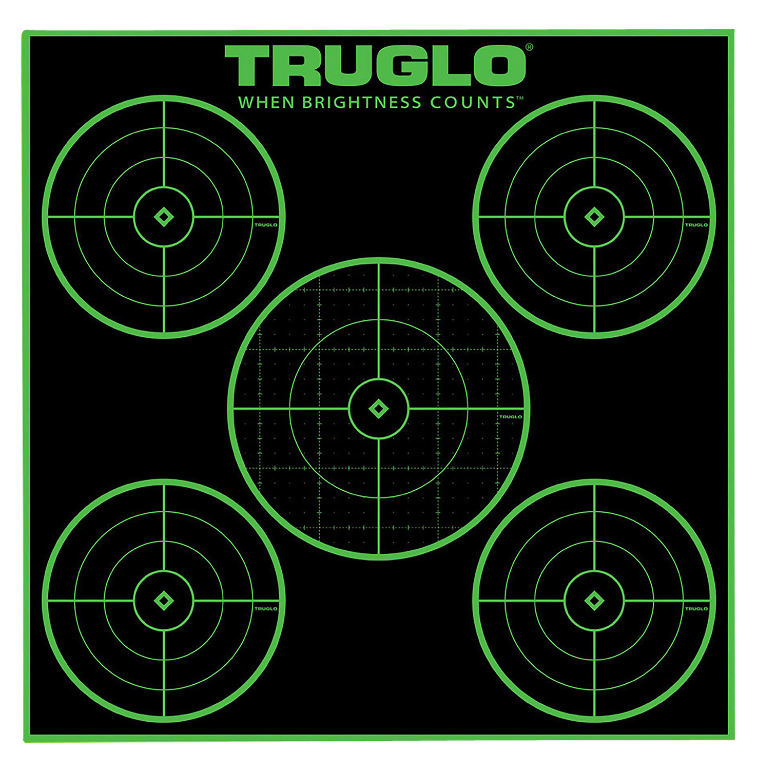 TruGlo TG11A25 Tru-See 5-Bull Target Self-Adhesive Heavy Paper Black/Green 12"x12" 5-Bullseye 25 Pack 3 TruGlo TG11A25 Tru-See 5-Bull Target Self-Adhesive Heavy Paper Black/Green 12"x12" 5-Bullseye 25 Pack