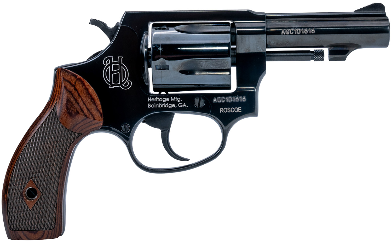 Heritage Mfg HR38B3W Roscoe Small Frame 38 Special +P 5rd 3" Black Polished Alloy Steel Barrel & Cylinder, Black Polished Carbon Steel Frame, Wood Grip, Transfer Bar Safety 3 Heritage Mfg HR38B3W Roscoe Small Frame 38 Special +P 5rd 3" Black Polished Alloy Steel Barrel & Cylinder, Black Polished Carbon Steel Frame, Wood Grip, Transfer Bar Safety