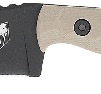 CobraTec Knives CTKPTAN KingPin  EDC 4" Fixed Drop Point Plain Black Powder Coated D2 Steel Blade, 4" Tan Textured G10 Scales Handle