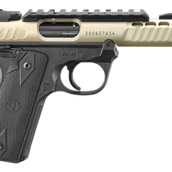 Ruger 43955 Mark IV 22/45 Lite 22 LR 10+1 4.40" Stainless Threaded Barrel, Champagne Anodized Serrated Slide w/Picatinny Rail, Black Anodized Polymer Frame, Black Checkered 1911-Style Grip