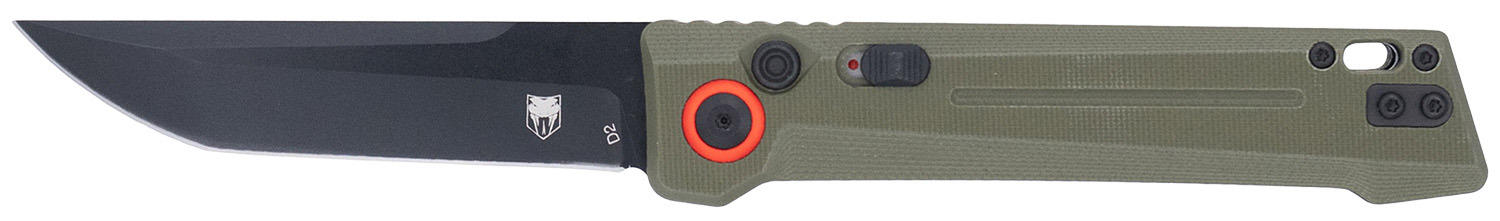 CobraTec Knives CTIFRODG Inferno 3.50" OTF Tanto Plain Black TiCN D2 Steel Blade, 4.75" OD Green Textured Handle 3 CobraTec Knives CTIFRODG Inferno 3.50" OTF Tanto Plain Black TiCN D2 Steel Blade, 4.75" OD Green Textured Handle