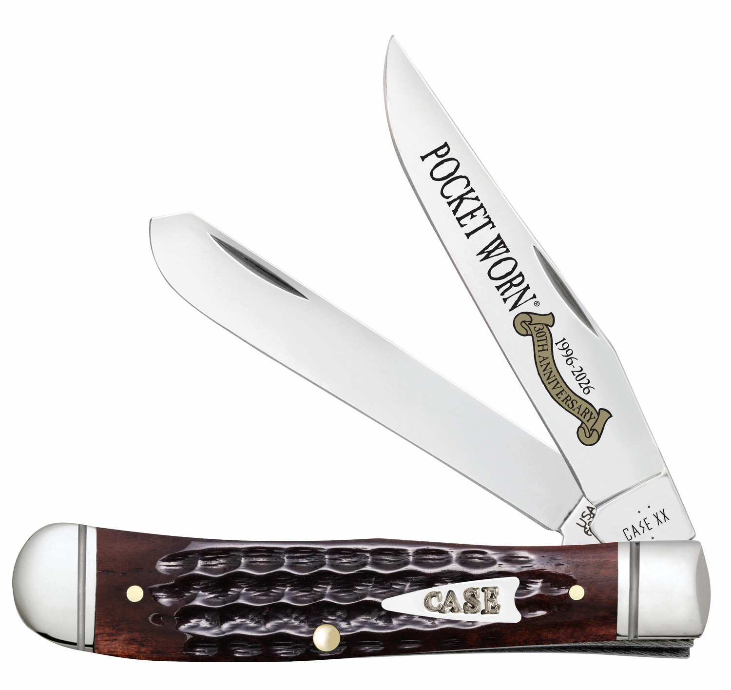 Case 55231 Pocket Worn Trapper Mini Folding 2.75" Clip Point & Spey Plain Mirror Polished Tru-Sharp SS Blades, Corn Cob Jigged Mahogany Bone Handle 3 Case 55231 Pocket Worn Trapper Mini Folding 2.75" Clip Point & Spey Plain Mirror Polished Tru-Sharp SS Blades, Corn Cob Jigged Mahogany Bone Handle