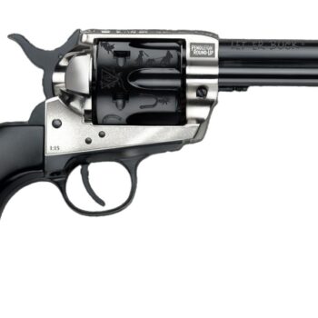 Pietta PFI357PR434BP 1873 Great Western II Pendleton Round?Up 357 Mag 6 Shot 4.75" Blued Engraved Barrel & Cylinder, Ultra Black Engraved Grip, Exposed Hammer