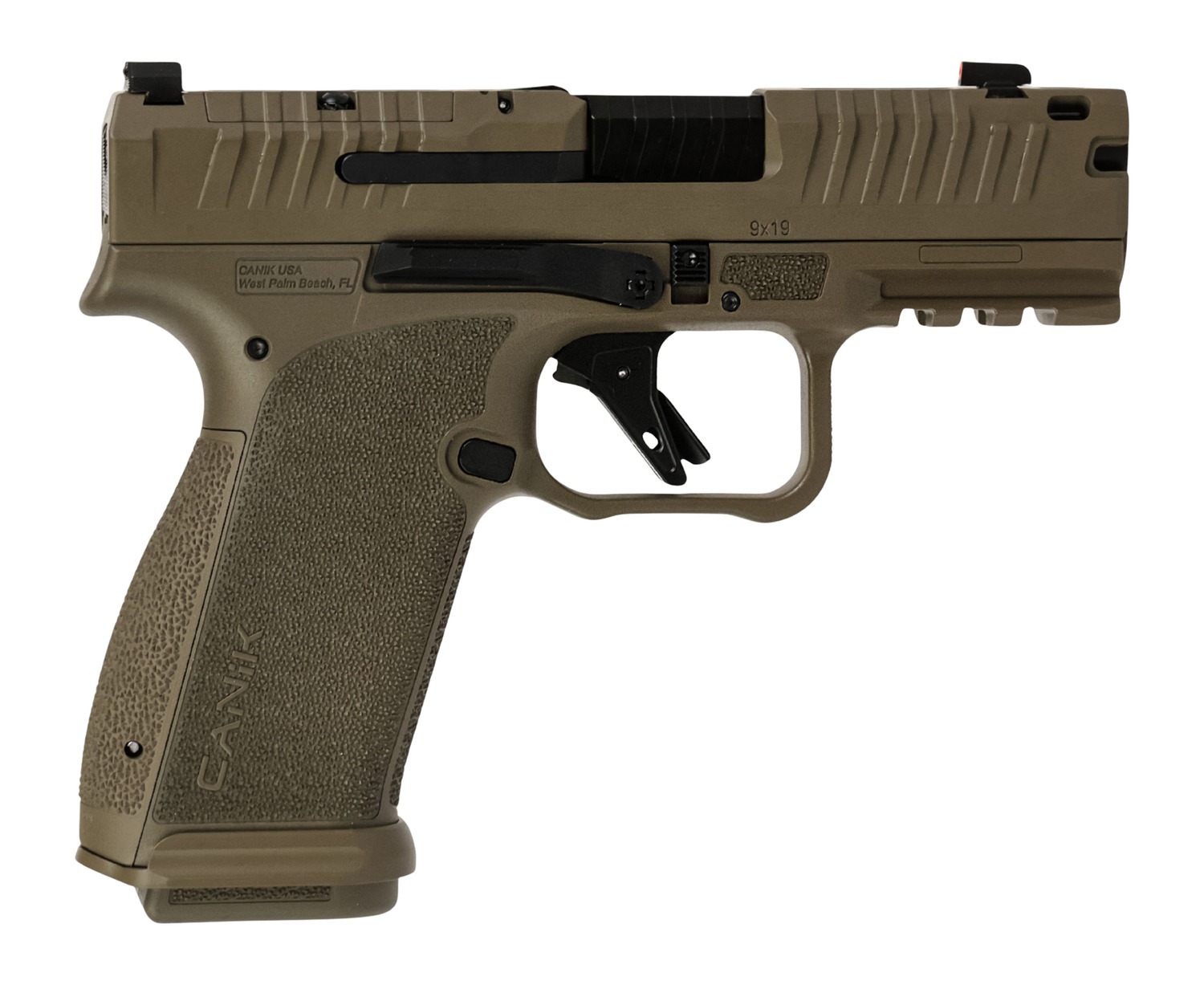 Canik HG8328D-N Mete MC9 Prime 9mm Luger 17+1 3.64" Black Compensated Barrel, Flat Dark Earth Cerakote Steel Optic Ready/Serrated Slide, FDE Polymer Frame w/Picatinny Rail, Textured Grip 3 Canik HG8328D-N Mete MC9 Prime 9mm Luger 17+1 3.64" Black Compensated Barrel, Flat Dark Earth Cerakote Steel Optic Ready/Serrated Slide, FDE Polymer Frame w/Picatinny Rail, Textured Grip