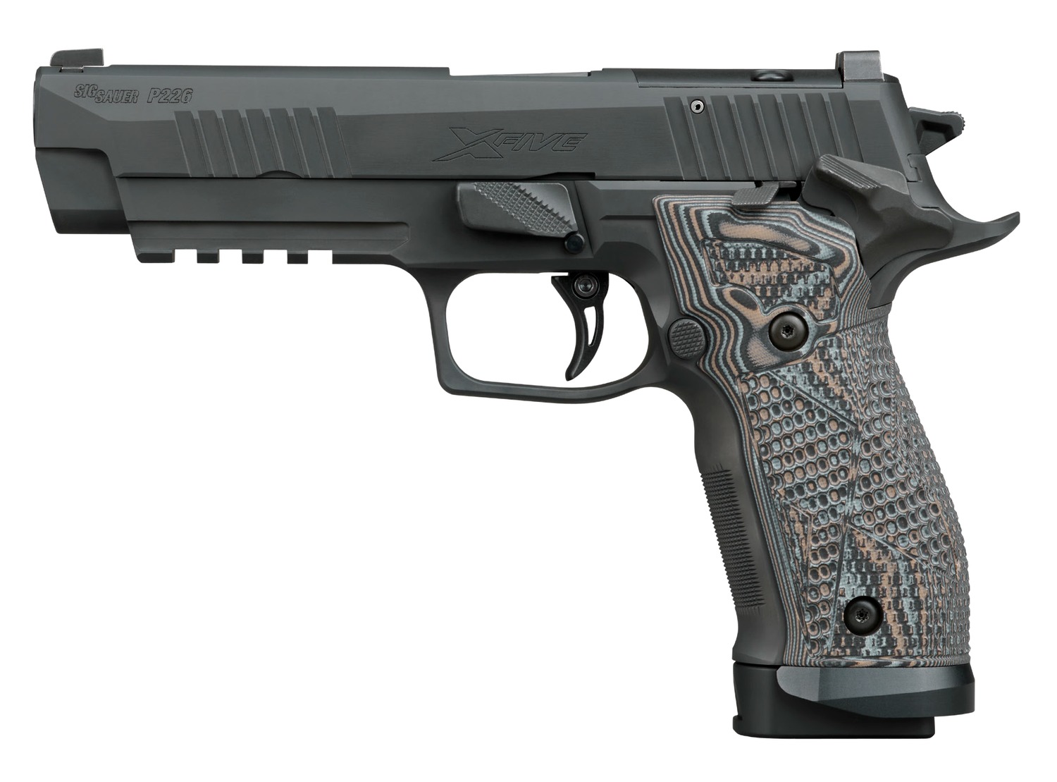Sig Sauer 226X59XTMSAORXSL P226 XFive Extreme Full Size 9mm Luger 20+1 5" Bull Barrel, Black Nitron Stainless Steel Optic Ready/Serrated Slide & Frame w/Beavertail & Picatinny Rail, Custom Hogue G10 P 3 Sig Sauer 226X59XTMSAORXSL P226 XFive Extreme Full Size 9mm Luger 20+1 5" Bull Barrel, Black Nitron Stainless Steel Optic Ready/Serrated Slide & Frame w/Beavertail & Picatinny Rail, Custom Hogue G10 P