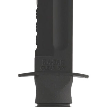 Ka-Bar 1257 Short Fight/Utility 5.25" Fixed Clip Point Part Serrated Black 1095 Cro-Van Blade, Black Kraton G Handle, Includes Sheath