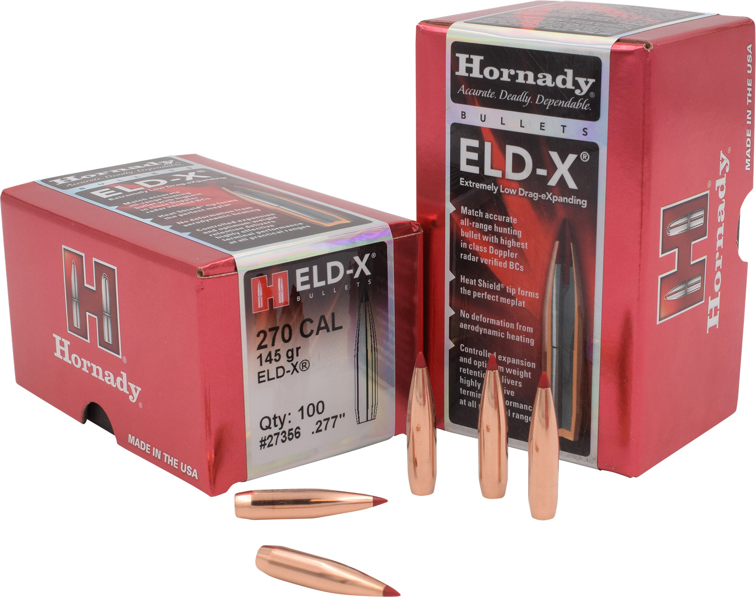 Hornady 27356 ELD-X 270 Cal .277 145 gr Extremely Low Drag eXpanding 100 Per Box/ 15 Case 3 Hornady 27356 ELD-X 270 Cal .277 145 gr Extremely Low Drag eXpanding 100 Per Box/ 15 Case