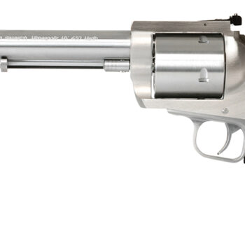 Magnum Research BFR45707 BFR Long Cylinder Large Frame 45-70 Gov 5 Shot, 7.50" Brushed Stainless Steel Barrel, Cylinder & Frame, Black Hogue Rubber Grip, Exposed Hammer