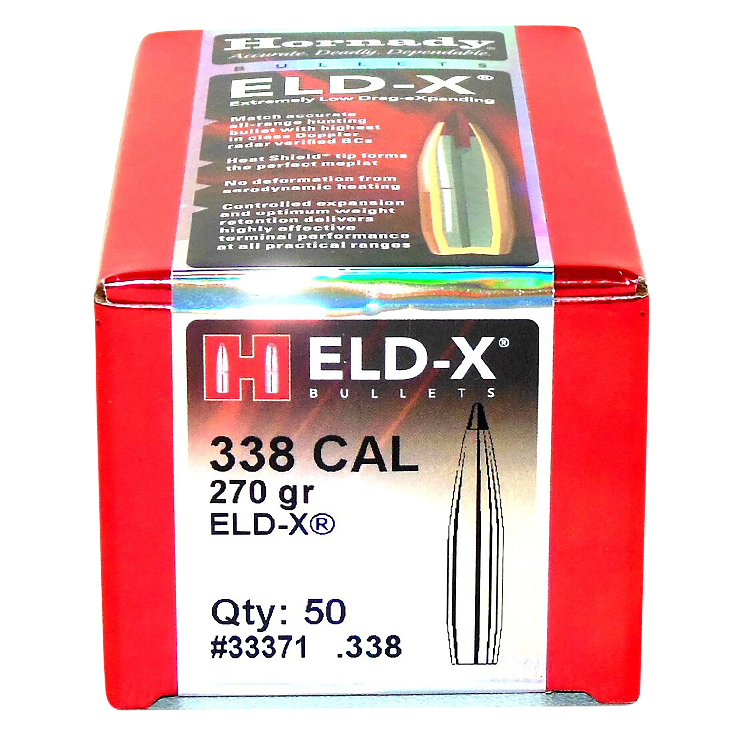 Hornady 33371 ELD-X 338 Cal .338 270 gr Extremely Low Drag eXpanding 50 Per Box/ 15 Case 3 Hornady 33371 ELD-X 338 Cal .338 270 gr Extremely Low Drag eXpanding 50 Per Box/ 15 Case