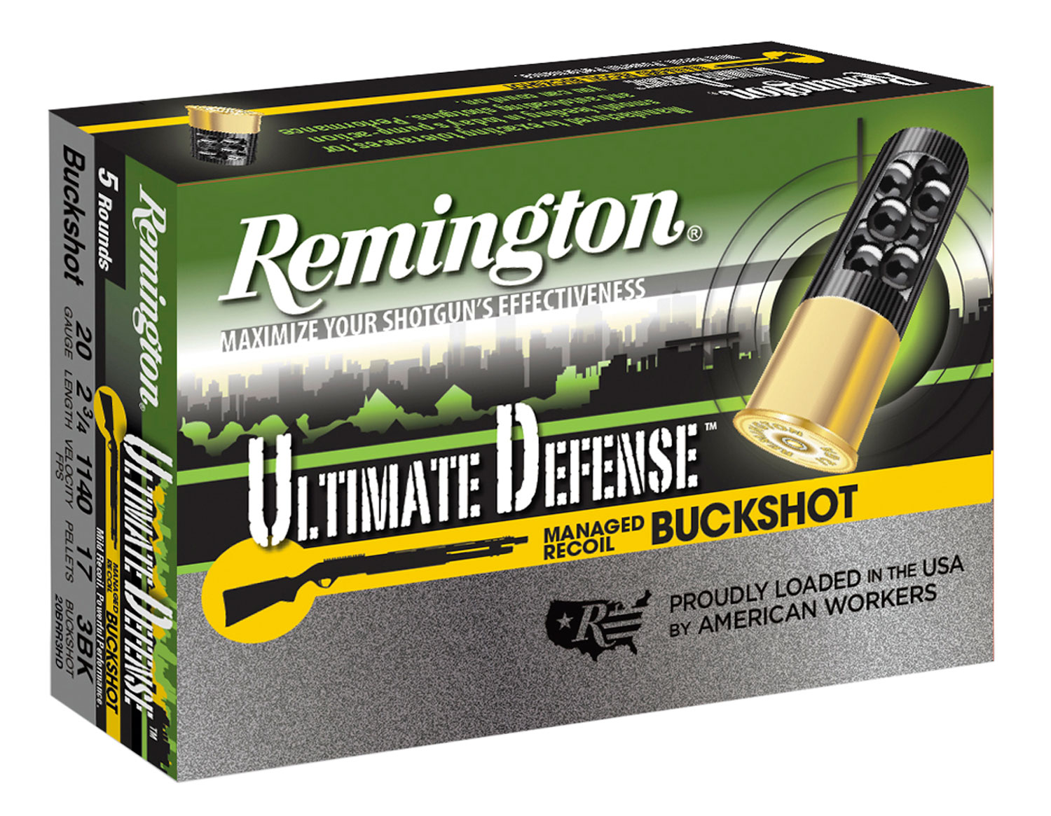 Remington Ammunition 20681 Ultimate Defense Buckshot 20Gauge 2.75" 3Buck Shot 5 Per Box/20 Case 2 Remington Ammunition 20681 Ultimate Defense Buckshot 20Gauge 2.75" 3Buck Shot 5 Per Box/20 Case