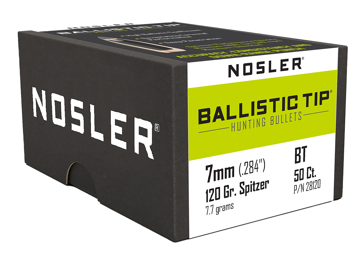 Nosler 28120 Ballistic Tip 7mm 120gr Spitzer 50/Box 3 Nosler 28120 Ballistic Tip 7mm 120gr Spitzer 50/Box