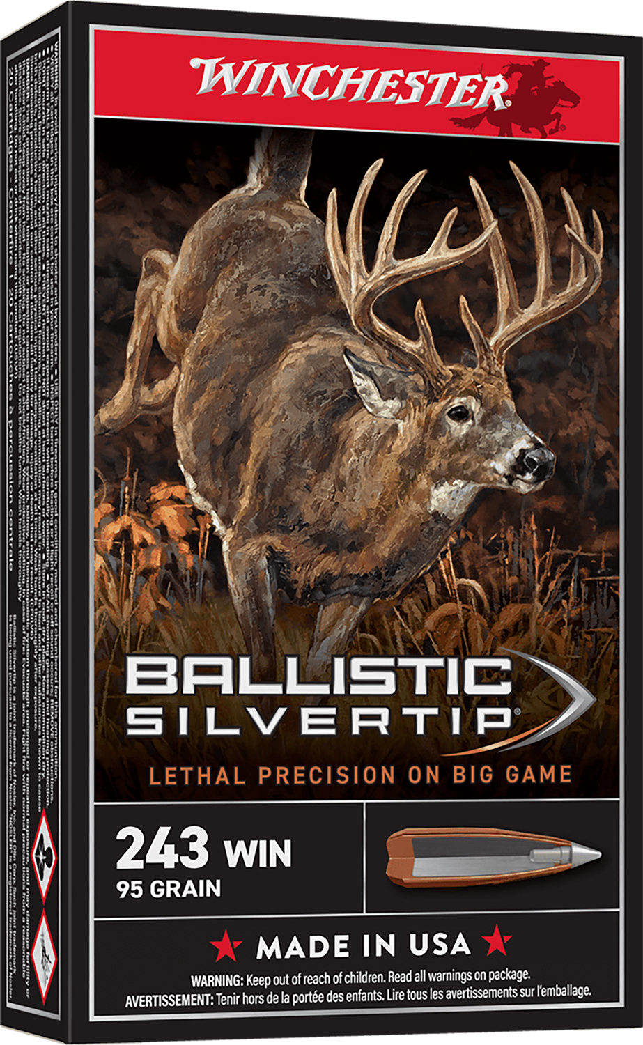 Winchester Ammo SBST243A Ballistic Silvertip 243Win 95gr Rapid Controlled Expansion Polymer Tip 20 Per Box/10 Case 3 Winchester Ammo SBST243A Ballistic Silvertip 243Win 95gr Rapid Controlled Expansion Polymer Tip 20 Per Box/10 Case