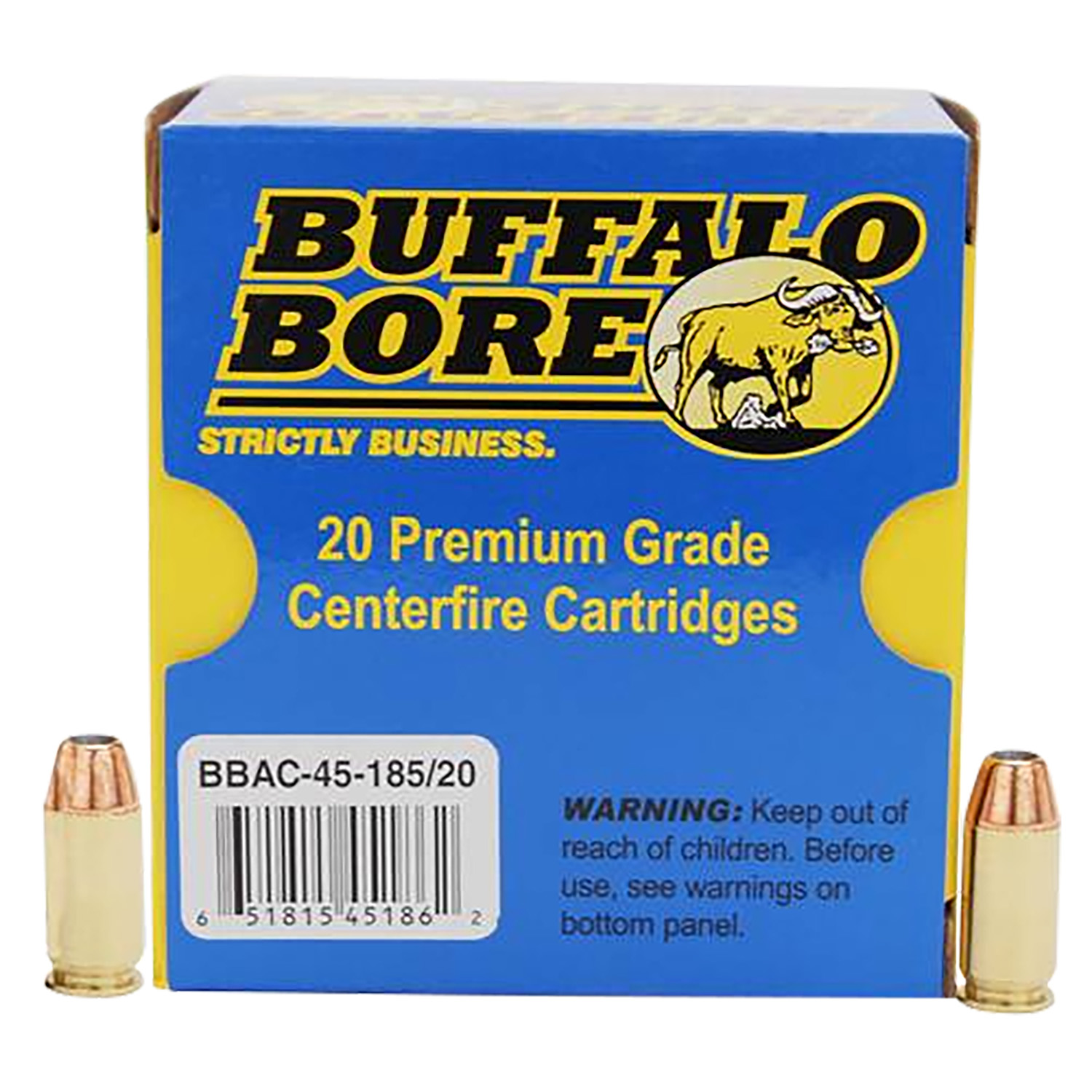 Buffalo Bore Ammunition 4518520 Personal Defense Strictly Business 45ACP +P 185gr Jacket Hollow Point 20 Per Box/12 Case 3 Buffalo Bore Ammunition 4518520 Personal Defense Strictly Business 45ACP +P 185gr Jacket Hollow Point 20 Per Box/12 Case
