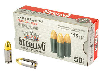 STERLING 9MM 115GR FMJ STEEL 50/1000